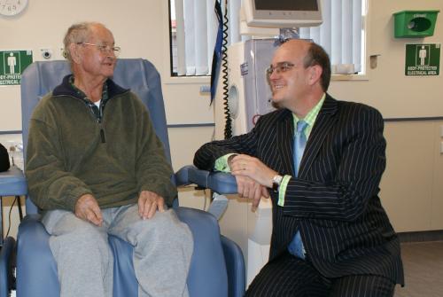 Photograph of Health Minister Tony Ryall with Bruce Gardiner, a local Gisborne resident who receives treatment in the new dialysis unit.